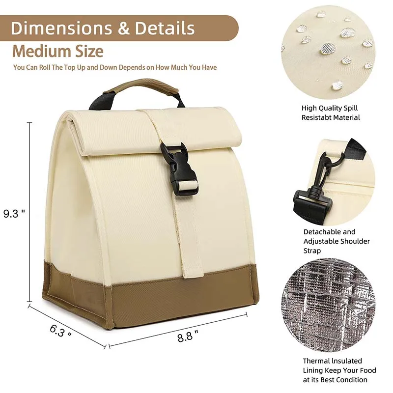Women's Insulated Lunch Bag, Fashion Tote Leakproof Thermal Lunch Box for Women Girls, Portable Foldable Bag for Office School