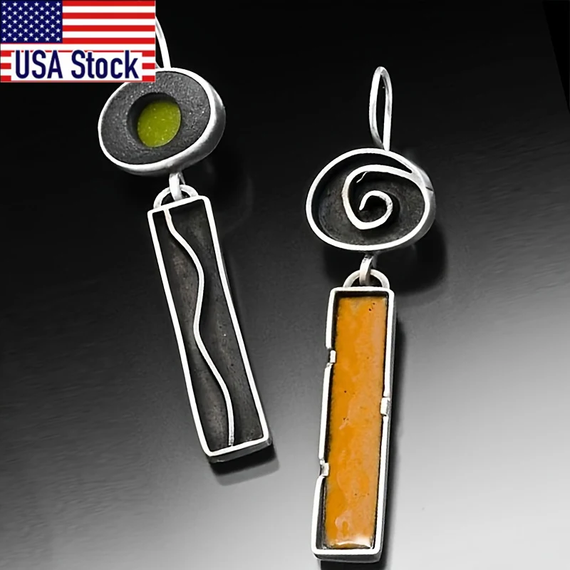 

1 пара асимметричных серег-подвесок в стиле ретро-панк — длинные прямоугольные модные женские серьги, модные и модные