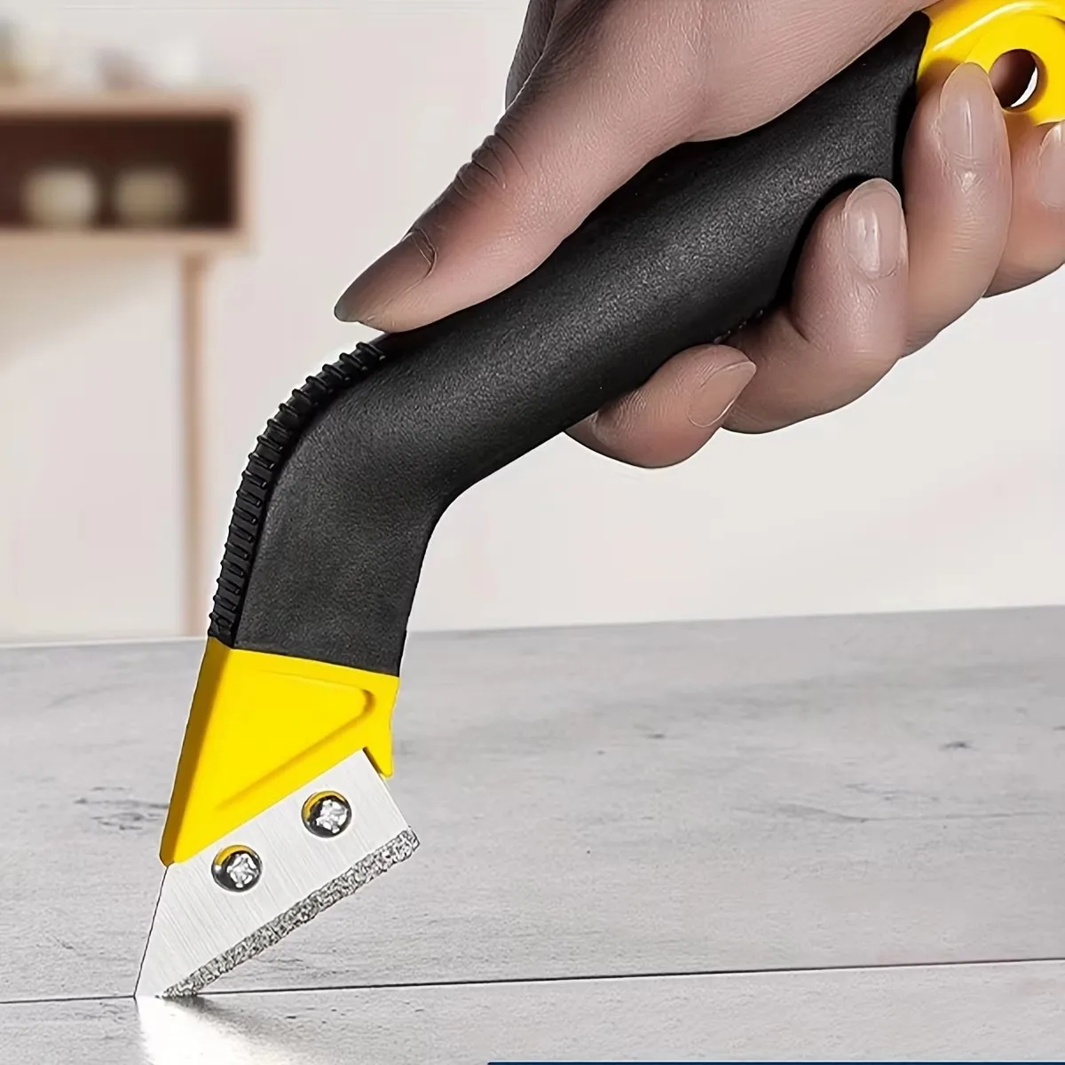 Tile Grout Saw Grout Removal Tool, Angled-Design Grout Hand Saw with 10 Diamond Surface Blades for Tile Cleaning, Removing Paint