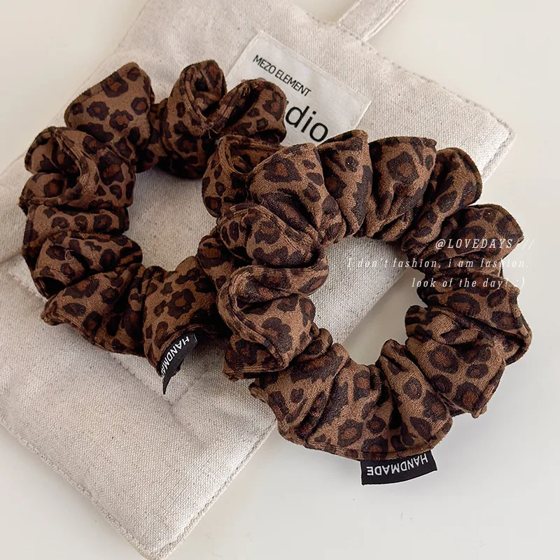 

Korean Leopard Suede Hair Scrunchie Small Size Cute Elastic Tie for Girls Women Ponytail Bun Holder Daily Wear Hair Accessory