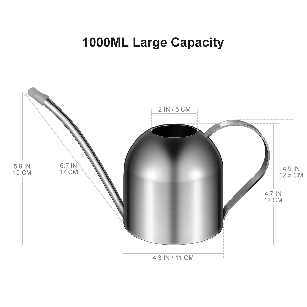 Indoor Plants Water Can Garden Watering Pitcher Stainless Steel Pot Outdoor Nozzle