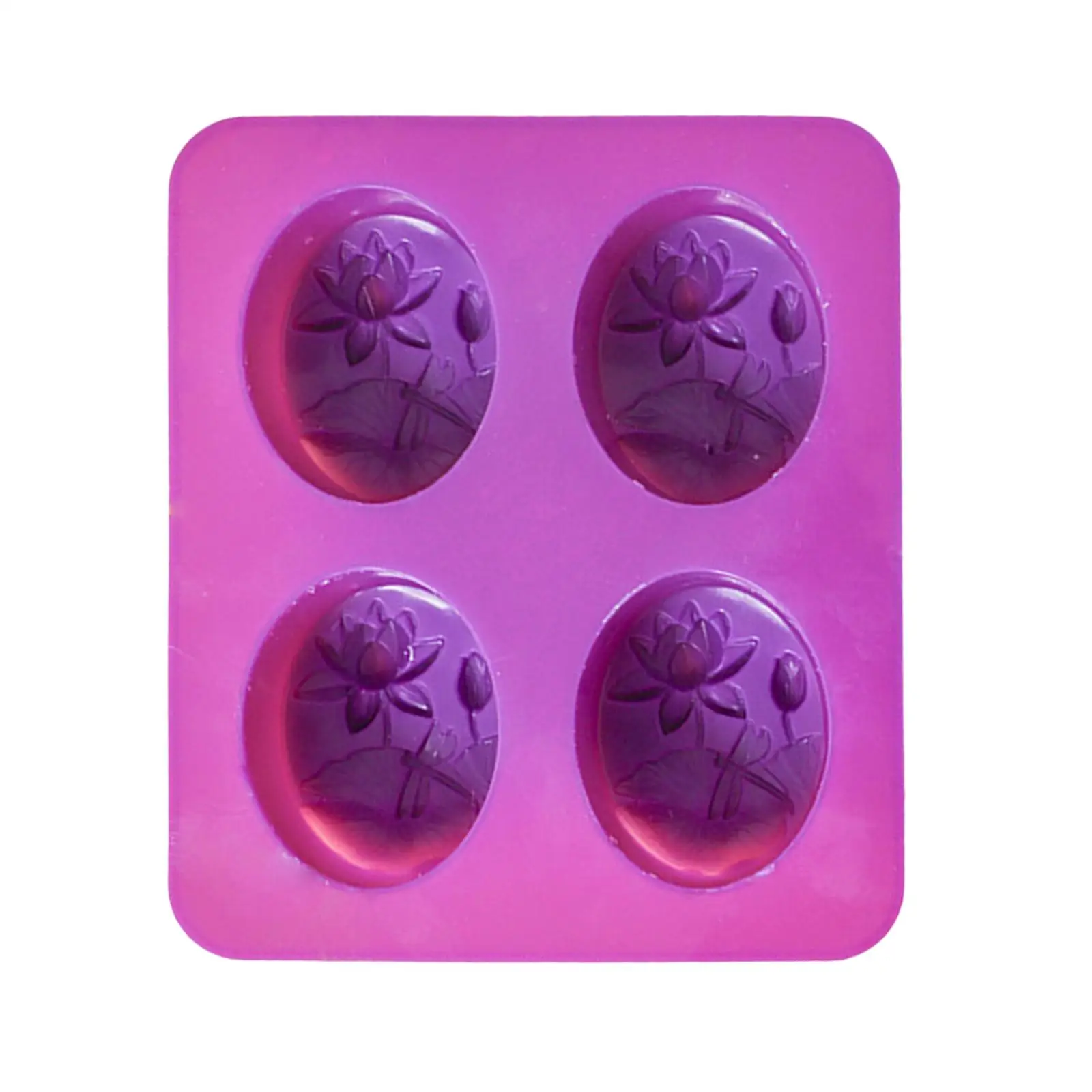 4-Cavity Flowers Lotus Shaped Handmade Manual Casting Craft Dishwasher for Chocolate Biscuit Fondant Beeswax Decorating