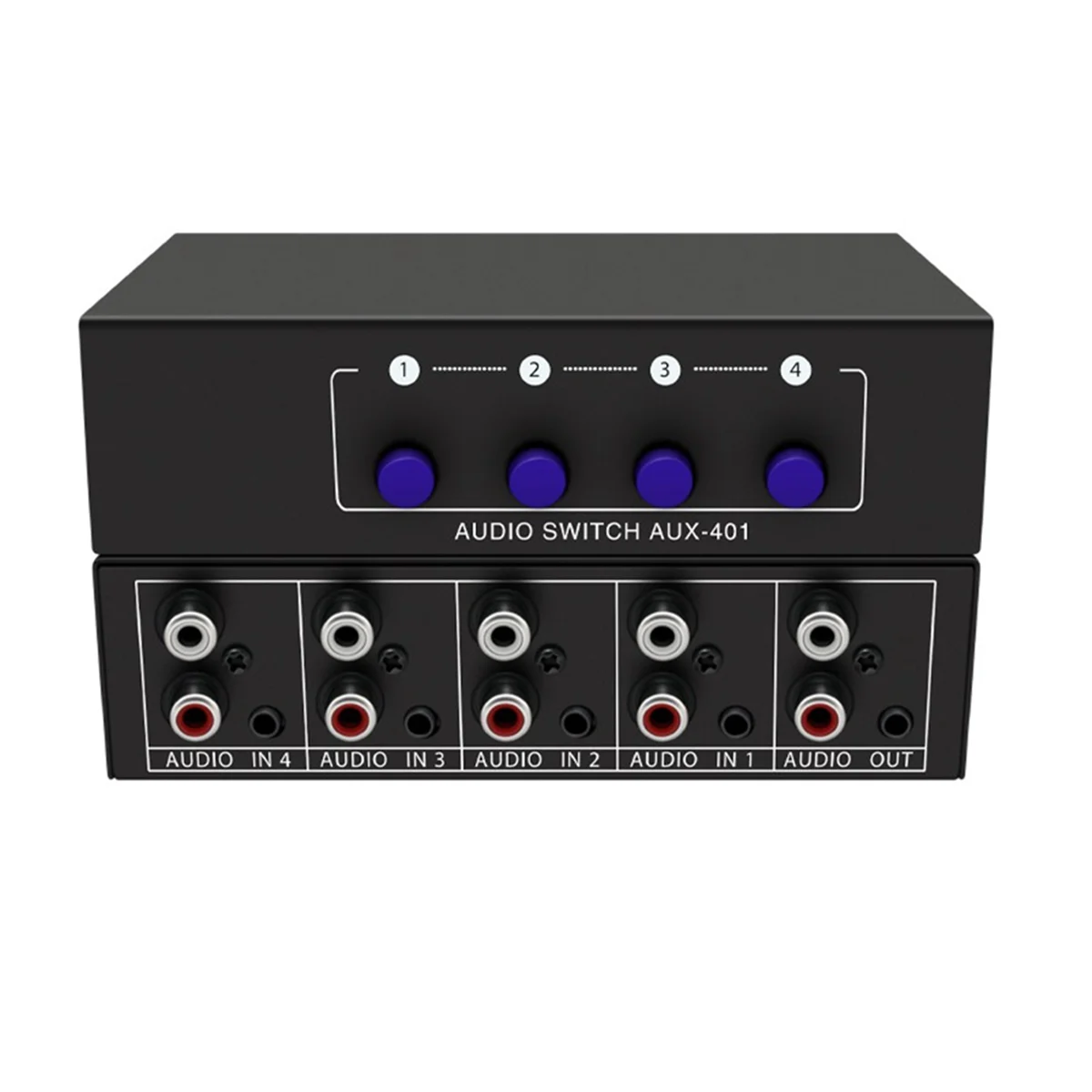 RCA AUX Audio Switcher 4 in 1 Out Stereo Audio Selector 4X1 3.5mm Aux L/R RCA Audio Switch Box Analog Audio Selector, A NND