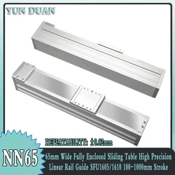 65mm Wide Fully Enclosed Sliding Table High Precision Linear Rail Guide SFU1605/1610 100-1000mm Stroke Repeated Accuracy ±0.02mm