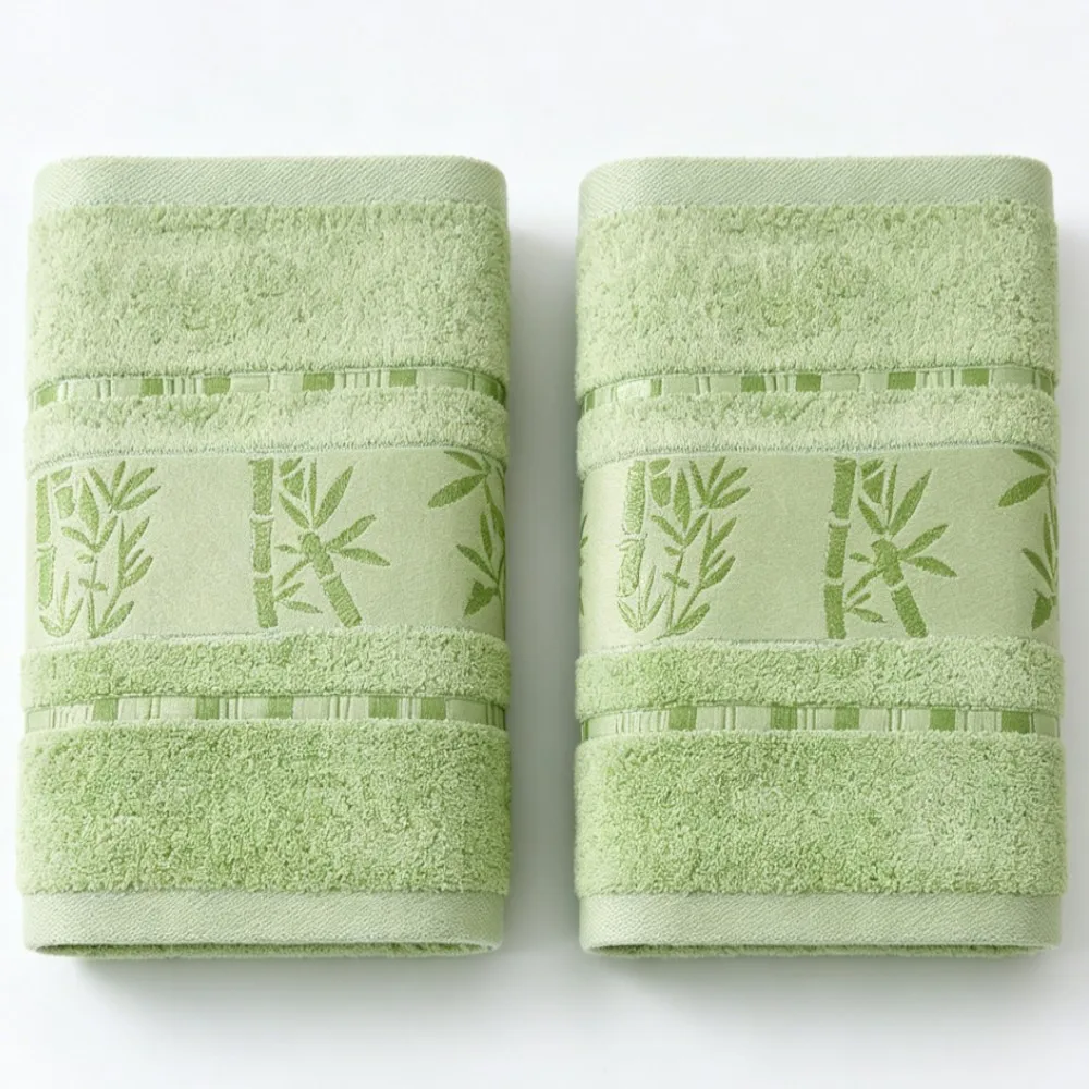 2pcs Bamboo Green Towel Covers Set 34x74cm/70x140cm Embroidered Bath Towel Personalized Sport Gift Towel Bathroom Accessories