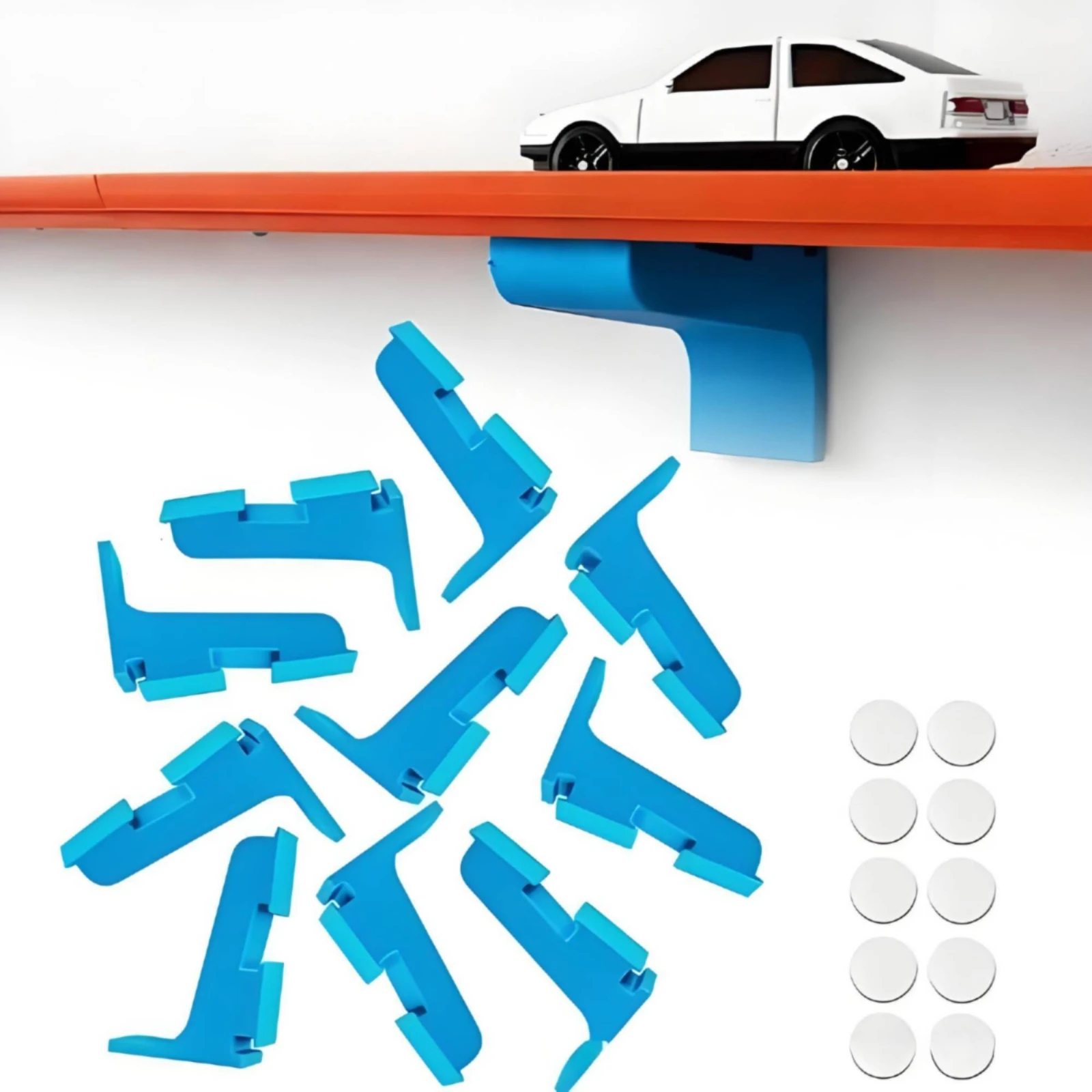 10 Pieces Toy Car Track Wall Bracket Space-Saving Wall-Mounted Track systemMount Support Easy to Assemble for Kids, Playroom