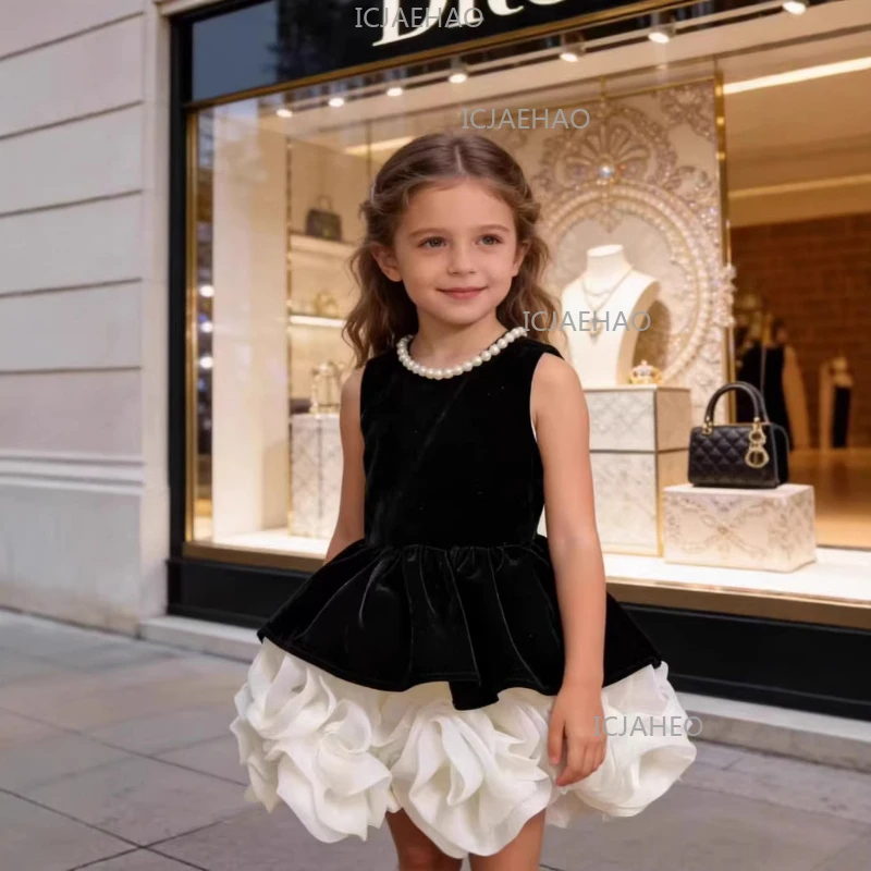 Little Girl Princess Gown Children Girls Dress Clothes New Sleeveless Formal Costume Elegant Tutu Party Pageant Kids Clothing