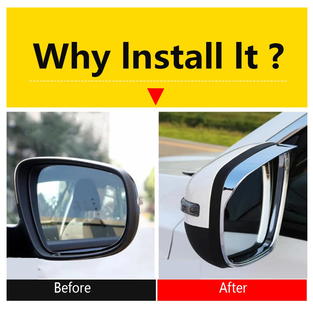 

ABS Chrome Rear-View Mirror Rain Eyebrow Frame Decoration Clear Shade Cover Trim For Chery Tiggo 8 Pro 2021 2022 Car Accessories
