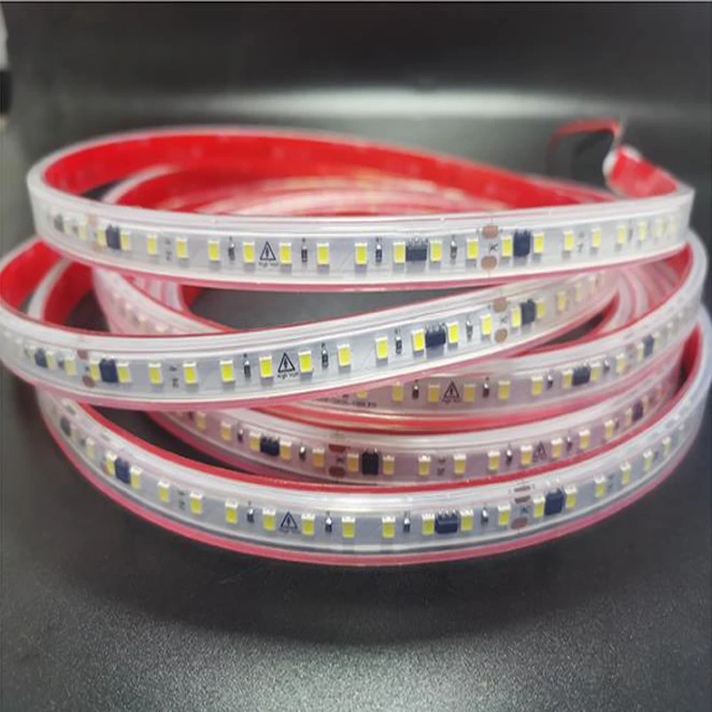 IP67防水AC220V LEDストリップライトランプ2835 120led/M 1M-25M高ルーメンLEDストリップライト220Vダイオードテープ屋外バックライト