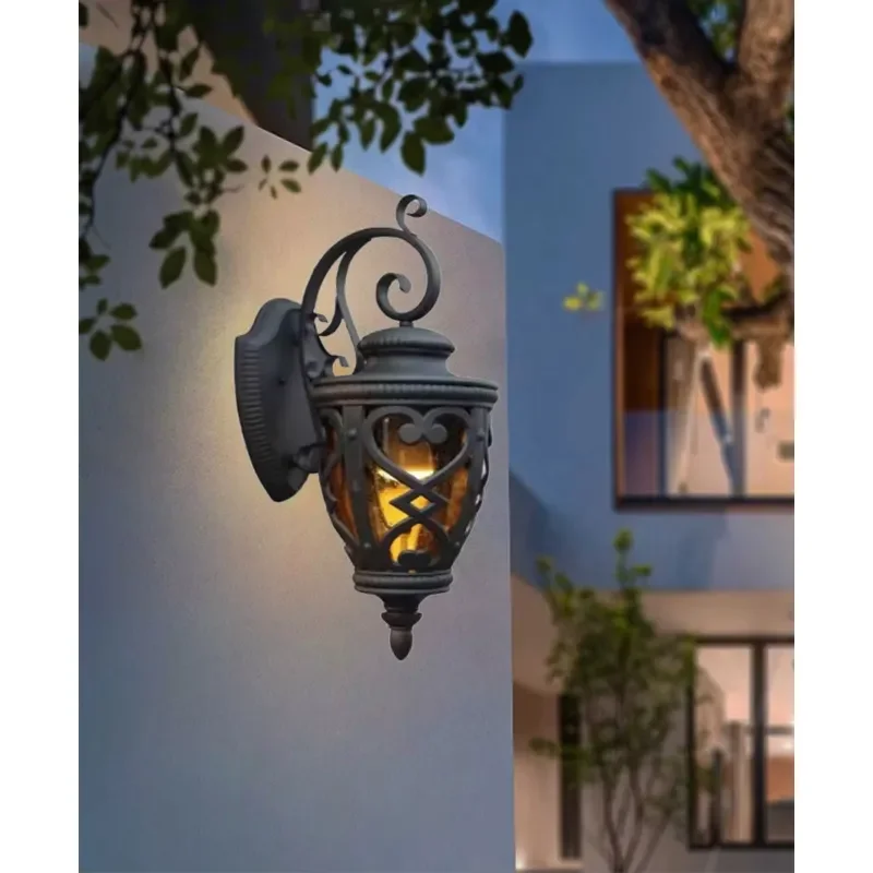 European retro LED waterproof aluminum black cylindrical/square/strip outdoor wall light 30W is suitable for home garden