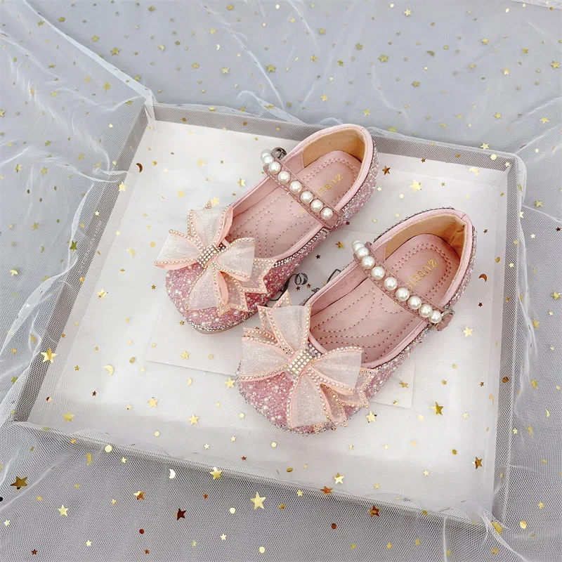 

Детская модная универсальная мягкая детская повседневная обувь с бантом и блестками и стразами для девочек, 2021, Мэри Джейн для вечеринок, свадебных шоу