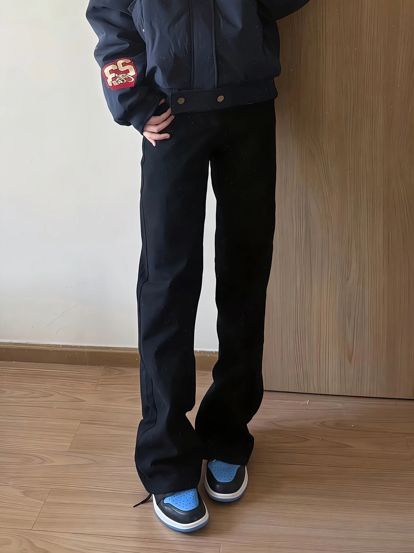 

Мужские джинсы Cleanfit прямого кроя с подкладкой, эффект удлиненных ног, зимняя мода, низкая посадка, застежка-молния, классический синий