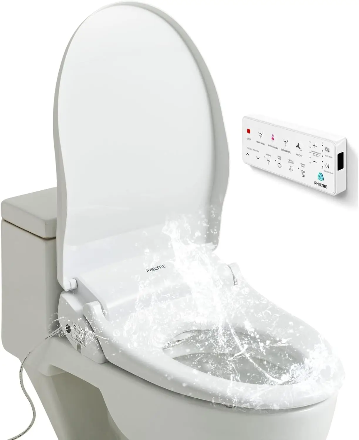 Bidet Attachment for Toilet with Warm Water, Heated Bidet Toilet Seat, Dryer, All-Stainless Steel Nozzle