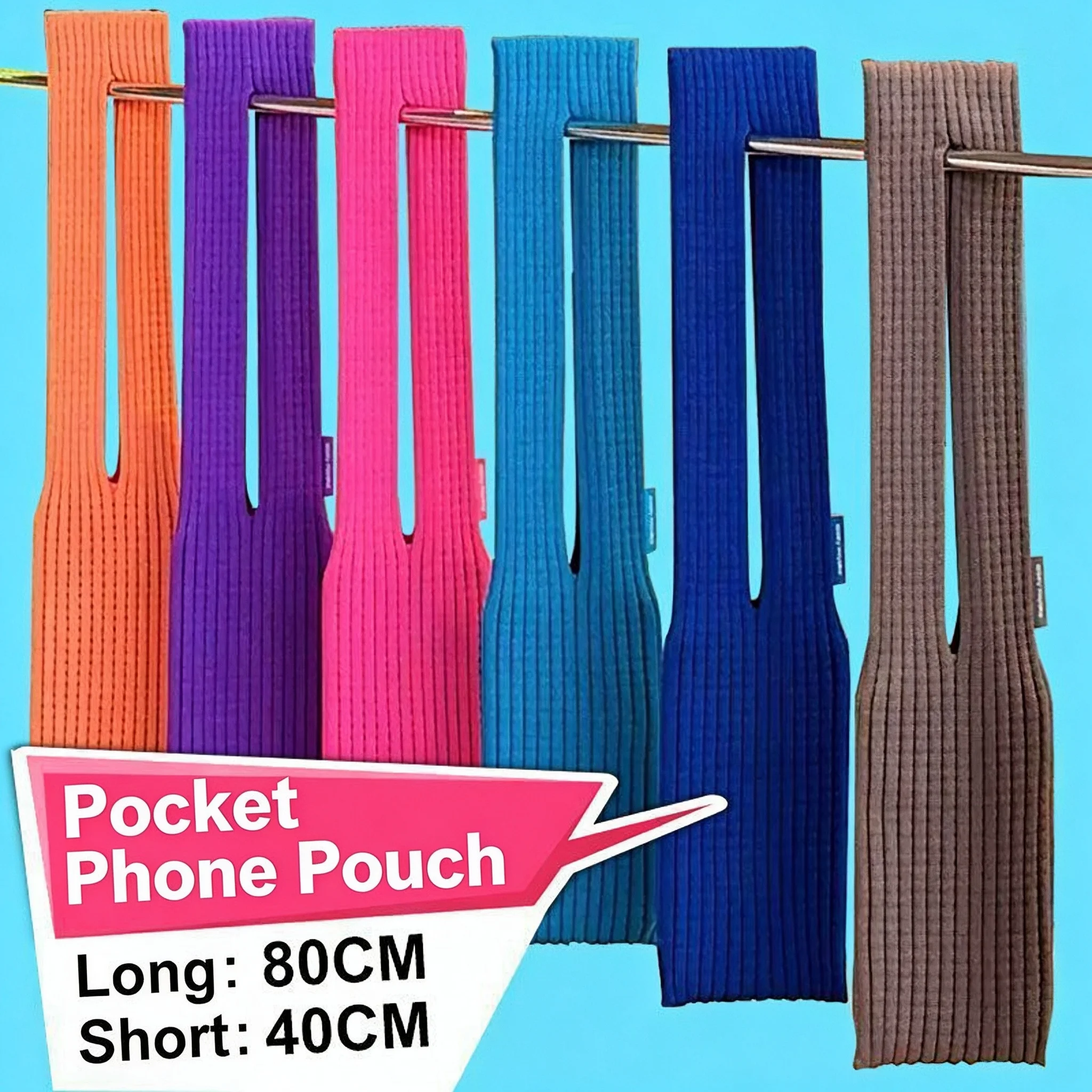 Crossbody Knit Phone Pouch Soft Ribbed Phone Bag 40cm 80cm Lightweight Multi Color for Daily Use