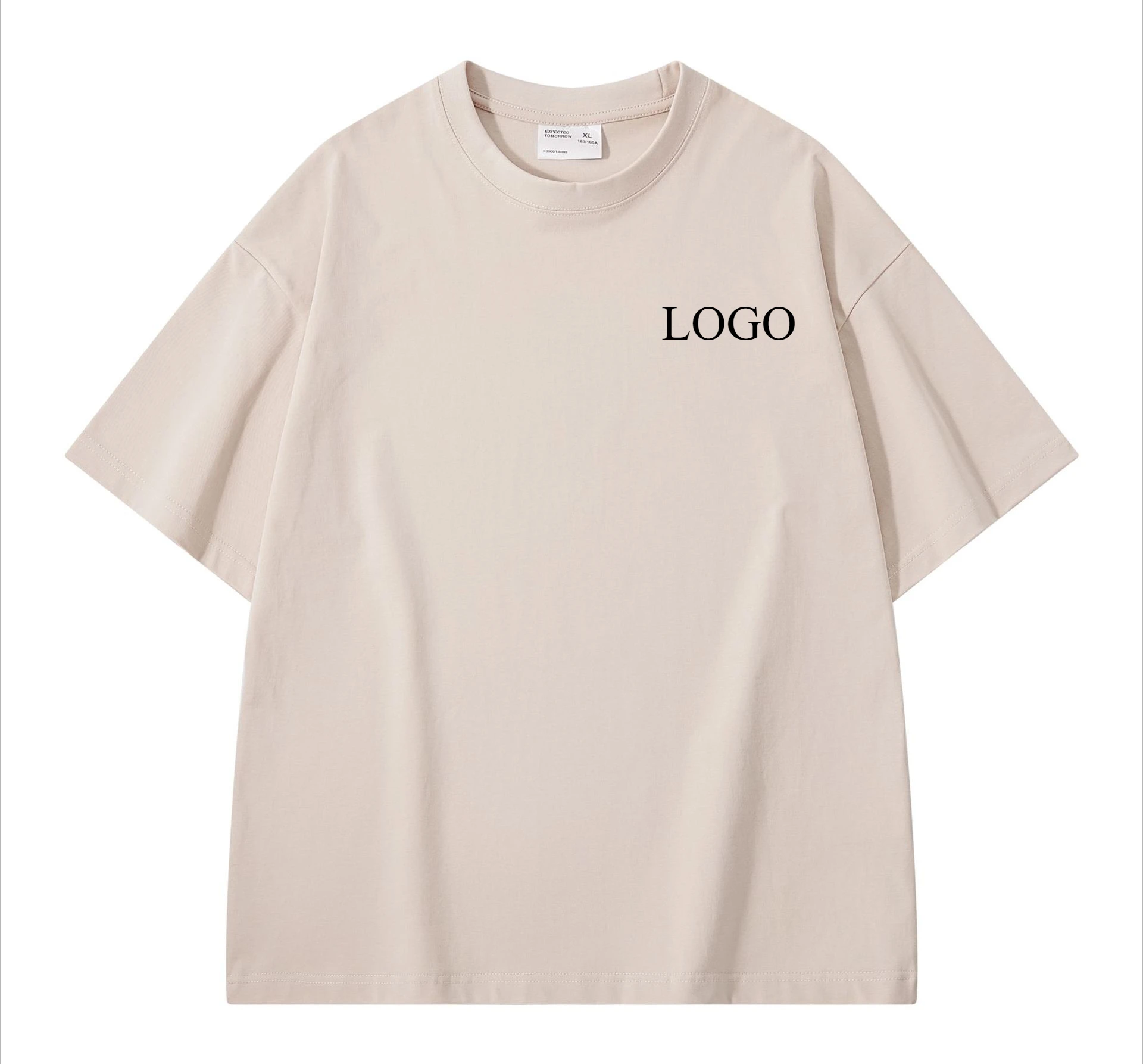 Personalizza il tuo design T-shirt da uomo in cotone pesante 300GSM Estate Camicie a maniche corte casual larghe da donna di alta qualità Logo fai da te