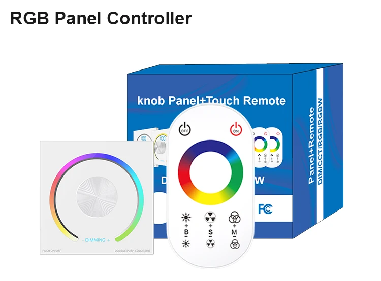 PWM LED Light Strip DIM CCT RGB Dimmer Controller 6A/CH Knob Switch RF Remote Control Brightness 0-100% Screen Display Wallmount