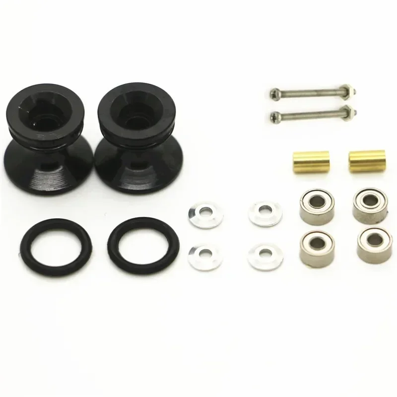 Double Aluminum Rollers w/Rubber Rings (13-12mm) for Tamiya Mini 4WD - Custom Parts for 15418, Includes Bearings,Nuts and Screws
