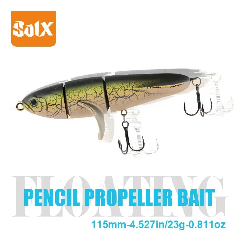 23g 115mm Floating Pencil Lure Three Section Water Surface Propeller Floating Hard Baits Topwater Bass Lure