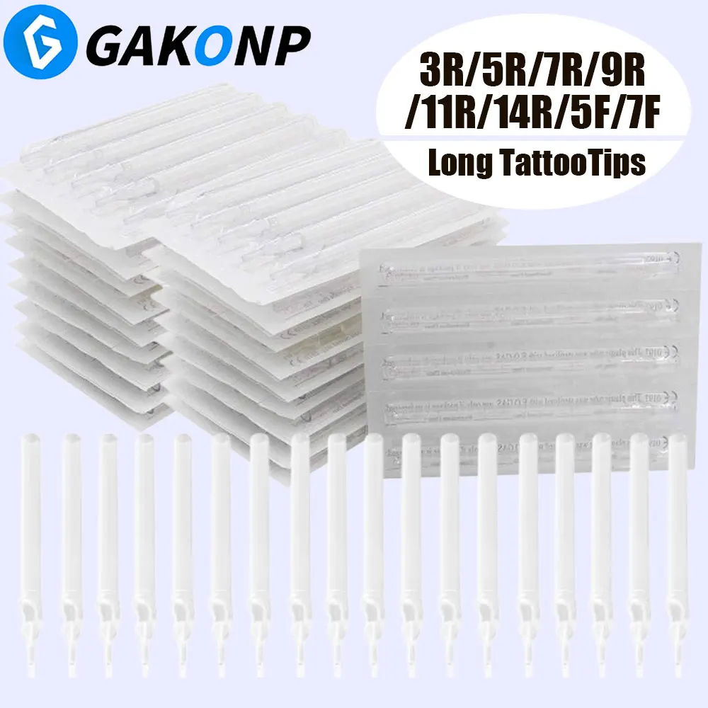 

50PCS Disposable Tattoo Needles Tips Assorted Sterilized White 108mm Long Tattoo Tip Tubes for Tattoo Machine Grip Tube and Kits