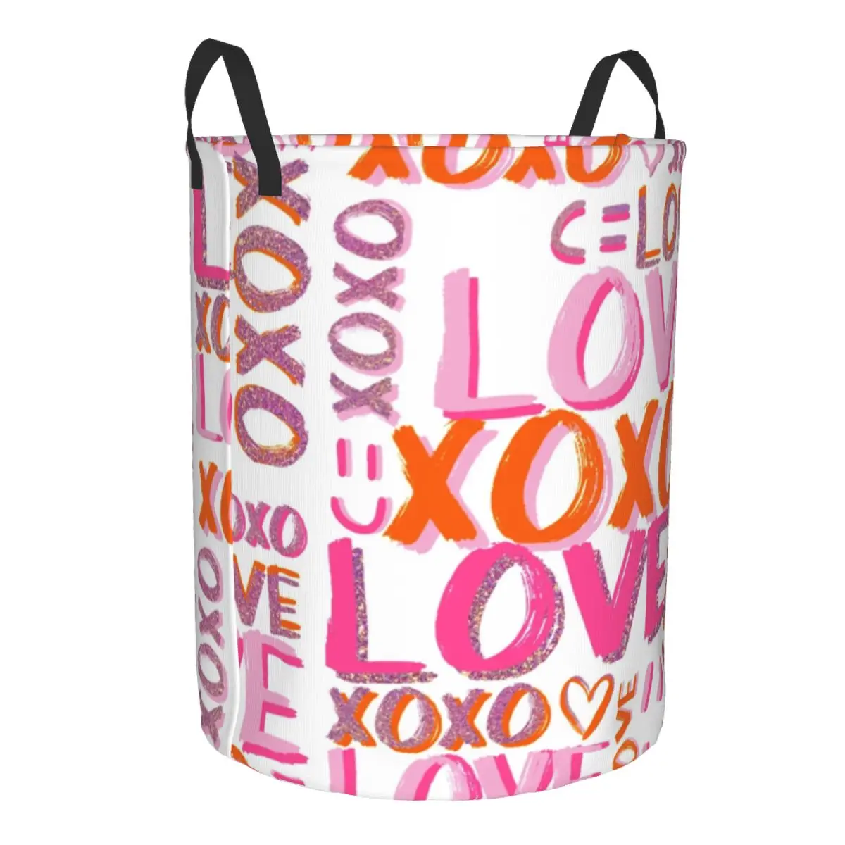 XOXO LOVE Laundry Basket Collapsible Pink Girl Purple Letter Aesthetic Clothing Hamper Toys Organizer Storage Bins