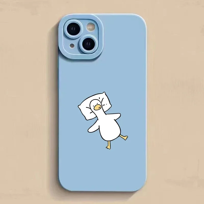 Cute Cartoon Lying Flat Duck Phone Case For iPhone 16 15 Pro Max 15 14 13 12 11 Pro Max X XS XR 7 8 15 Plus Soft Silicone Cover - náhled 6
