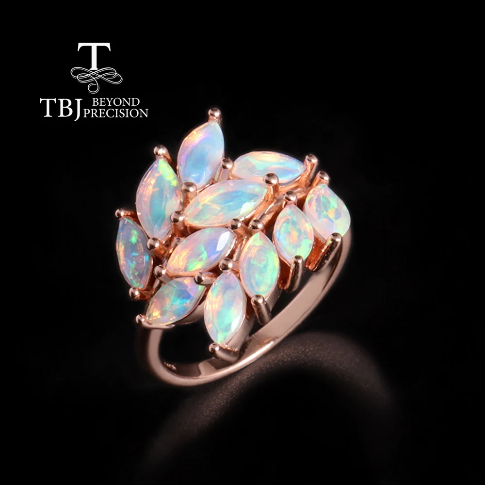 Luxury Light October Birthstone Natural Opal Rose Gold Ring 925 Silver fine jewelry women's anniversary & wedding gift