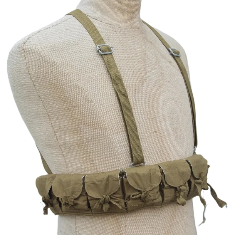 ORIGINAL GENUINO Hecho en los años 60 CHINO Mosin Nagant TIPO 53 Chest Rig Ammo Pouch Bandolier PUQUETE DE TELA