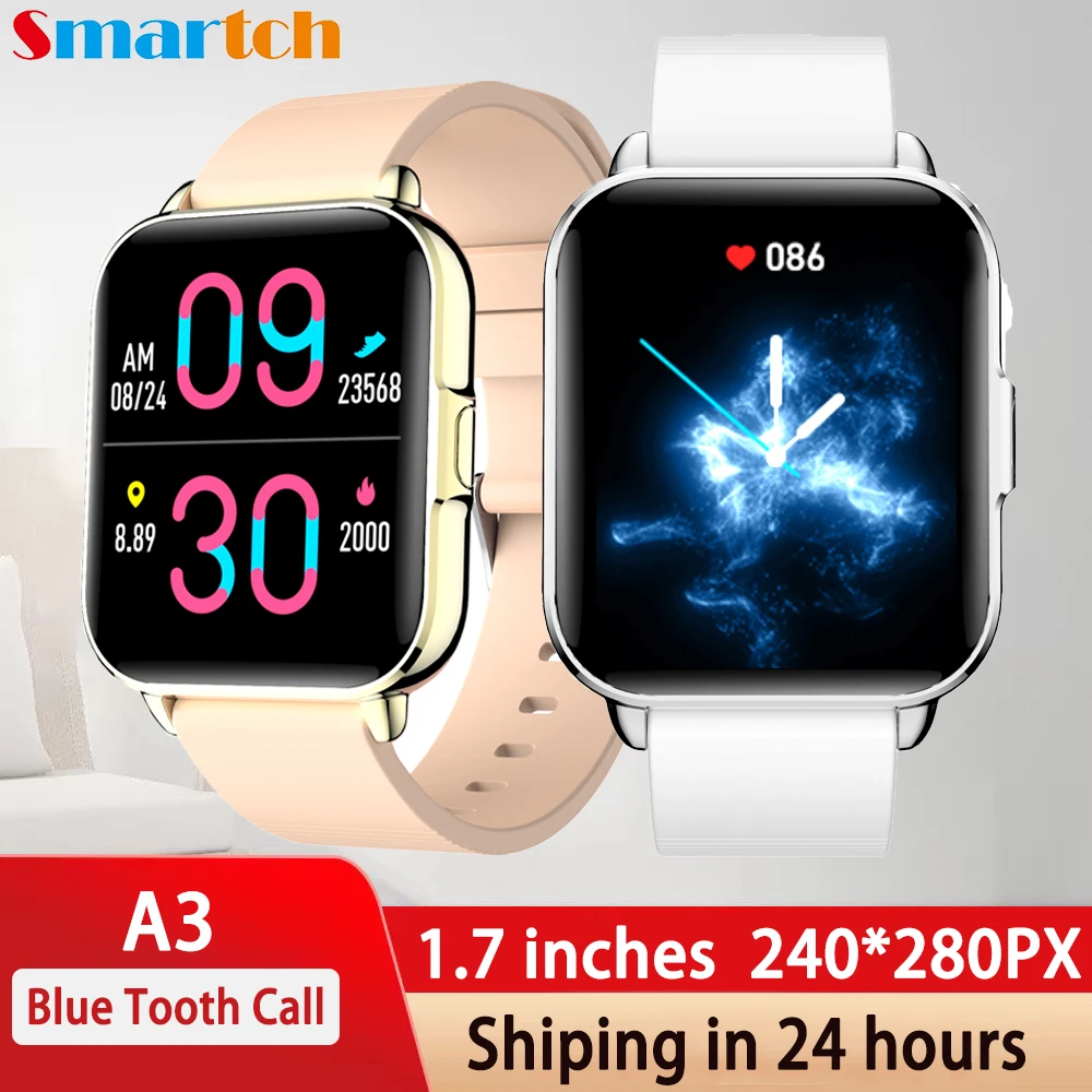 2022 New Blue Tooth Call Smart Watch Women's Wristwatch Music Playing 1.7 Inches Men Sports Fitness Tracker Heartrate Smartwatch