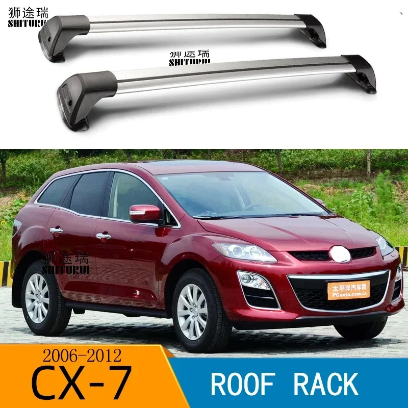 2 pcs For MAZDA CX-7, 5-dr SUV, 2007-2012  roof bar car special aluminum alloy belt lock Led shooting CORSS RACK