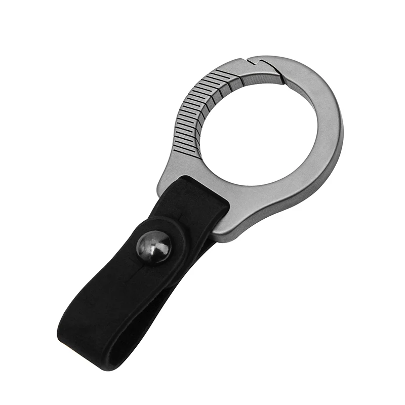 

Titanium Alloy Carabiner Cowhide Leather Keychain Waist Belt Buckle Car Key Holder For Key Camping Survival EDC Outdoor Keychain