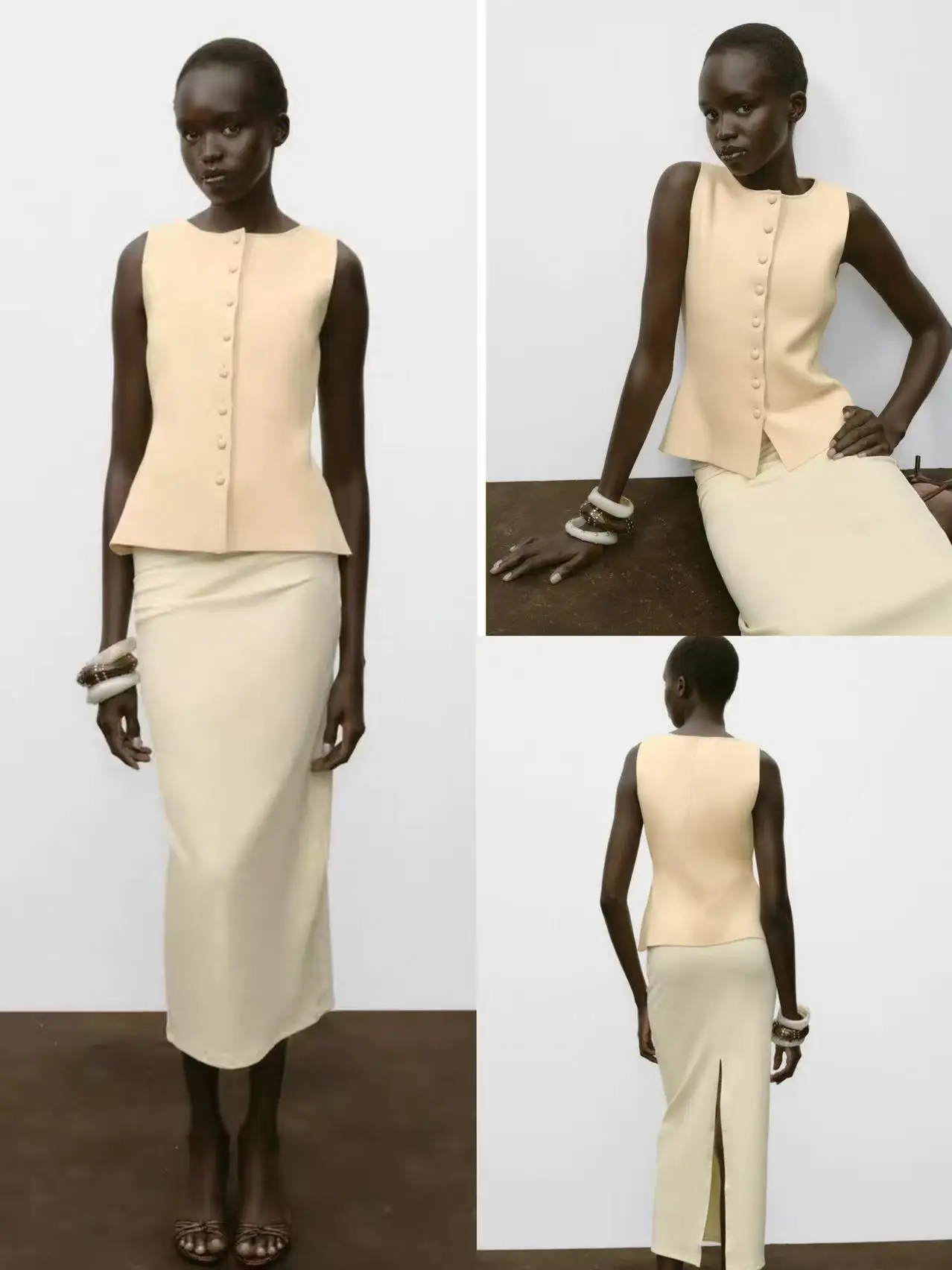 Nuevo otoño 2025 falda de chaleco de punto para mujer redonda Ne Svel un solo botón Casual dulce Sle fibra de poliéster A-Line Narr...