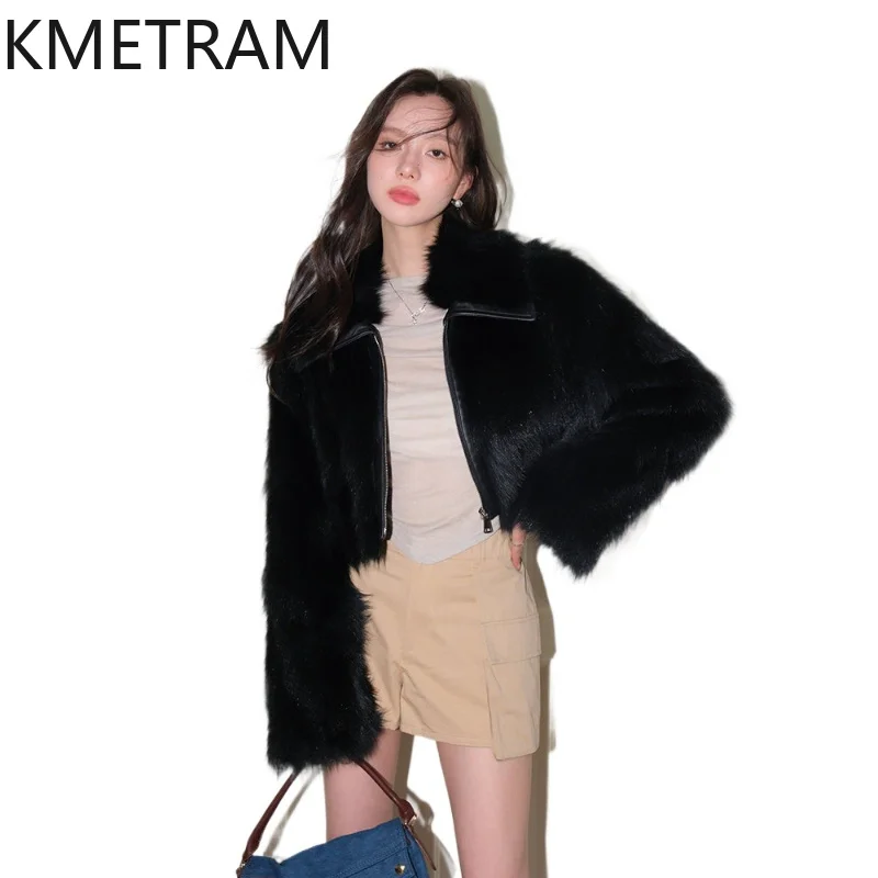 KMETRAM Fox Fur One Piece Coat Women 2026 High-grade Real Fur Coat Short Winter Coat Women Jacket Women Overcoat Шуба Женская