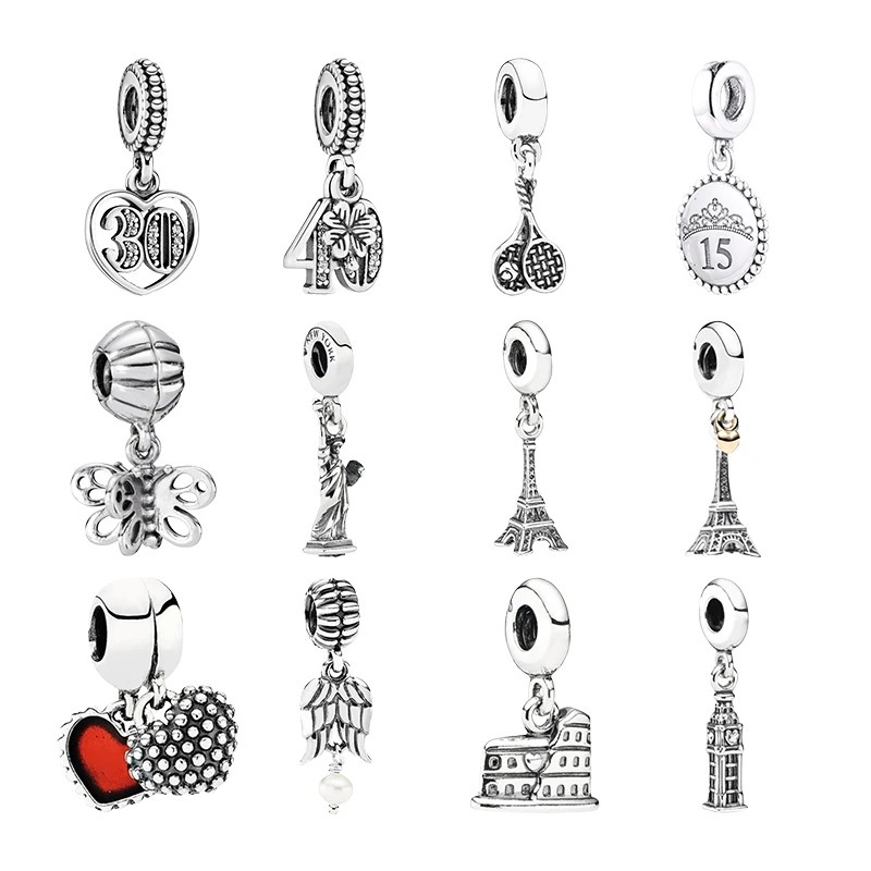 925 Silver Pendants Charms For Women Jewelry Making Tennis Best Friends Status Of Liberty Eiffel Tower Mother And Daughter Angel