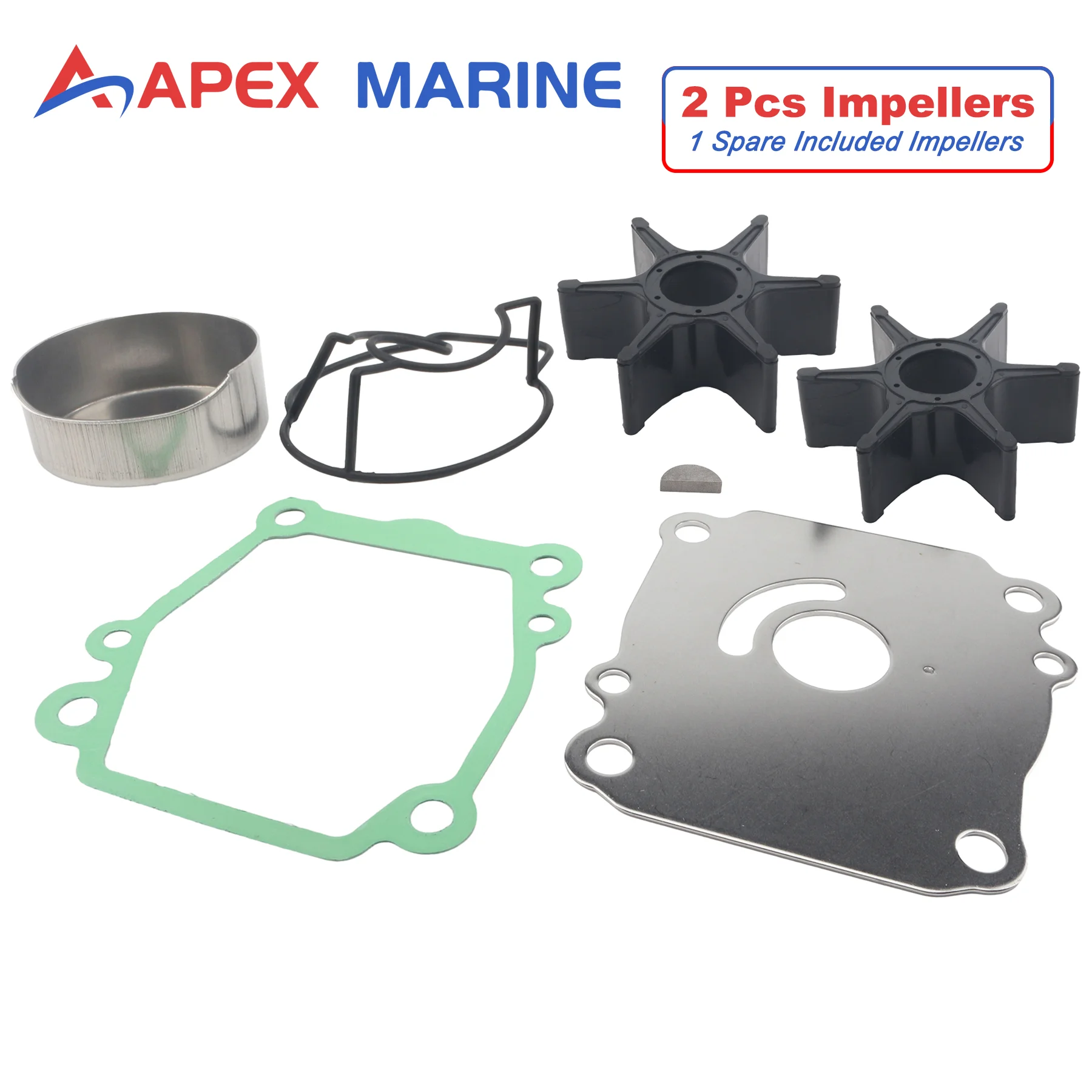 Fits for Suzuki 4-Stroke Outboard 50HP 60HP DF50V DF60V 2014+ Water Pump Service Kit with 2 Impellers and Insert Cup 17400-99E12