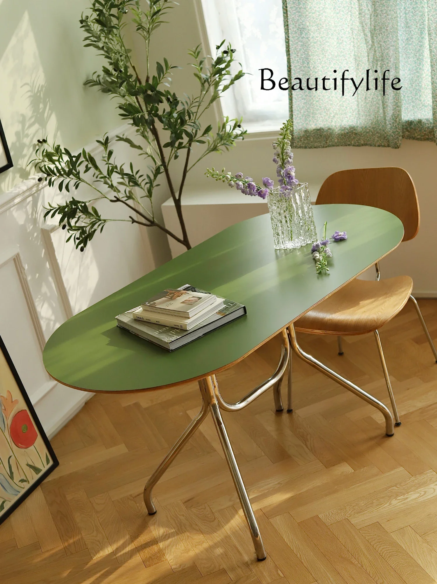 

muebles para hogar Nordic Solid Wood Antique Dining Table Household Minimalist Oval Table