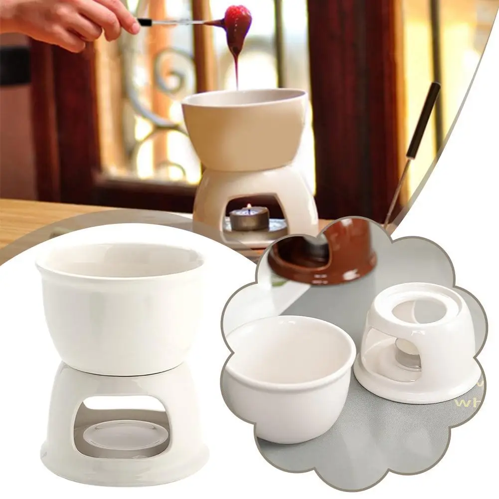

Chocolate Fondue Pot Tea Light Porcelain Melting Pot Ceramic Dessert Snack Party Anniversary Birthday Hot Pot Butter Warmer
