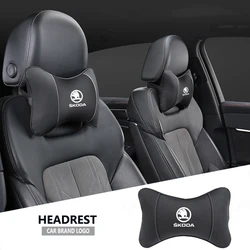 1Pcs Car Seat Headrest Auto Logo Neck Pillow For Skoda Octavia Fabia Rapid Kamiq Scala Kodiaq Superb VisionS Yeti Karoq Enyaq-iV