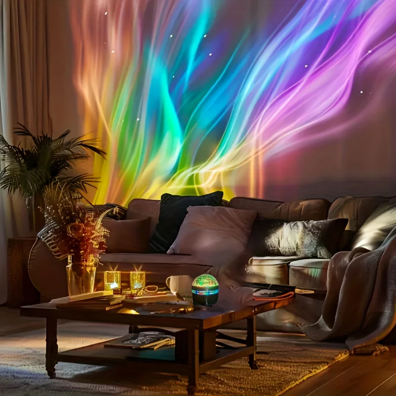 LED Starry Sky Projector Light Aurora 7 Colors Night Light with Remote Control Auto Rotate USB Powered Home Bedroom Decor Lamp