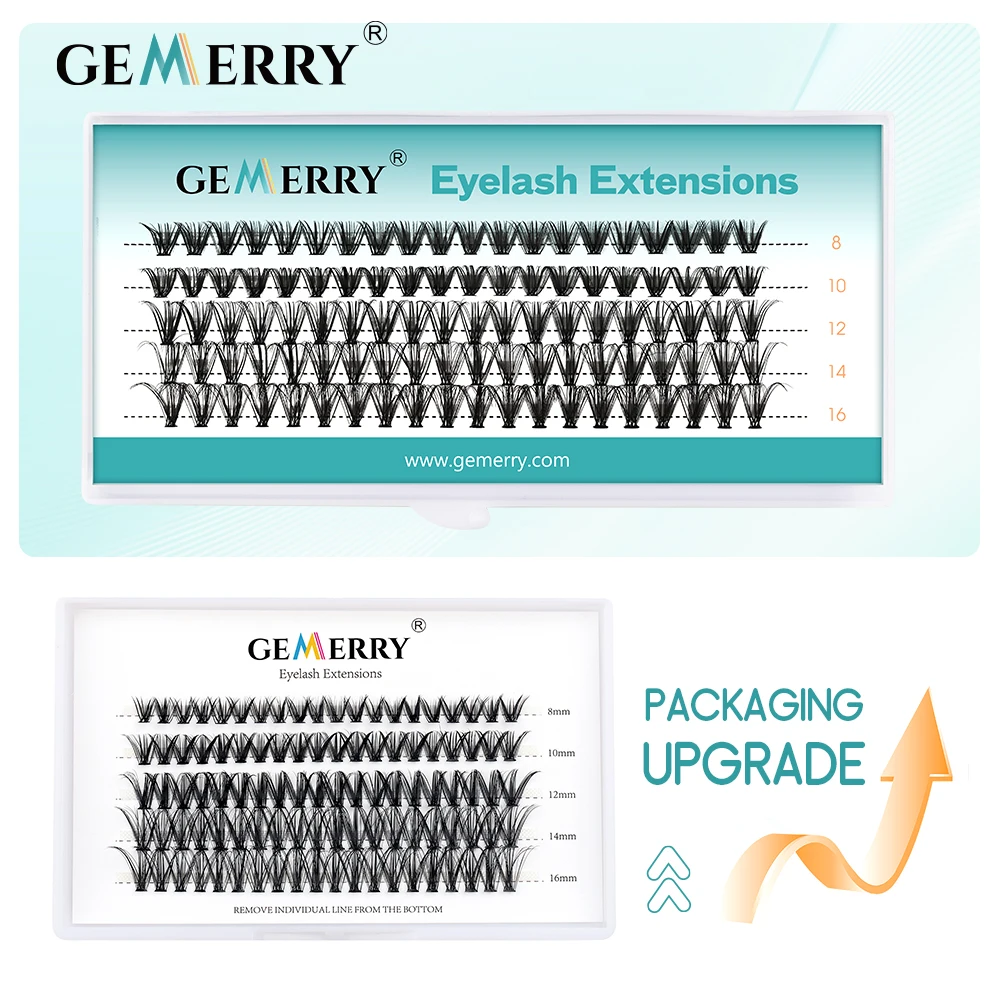 Gemerry DIY Cluster Lashes 5 Row 10D/20D/30D/40D Individual Soft Premade Fan Eyelashes Extension