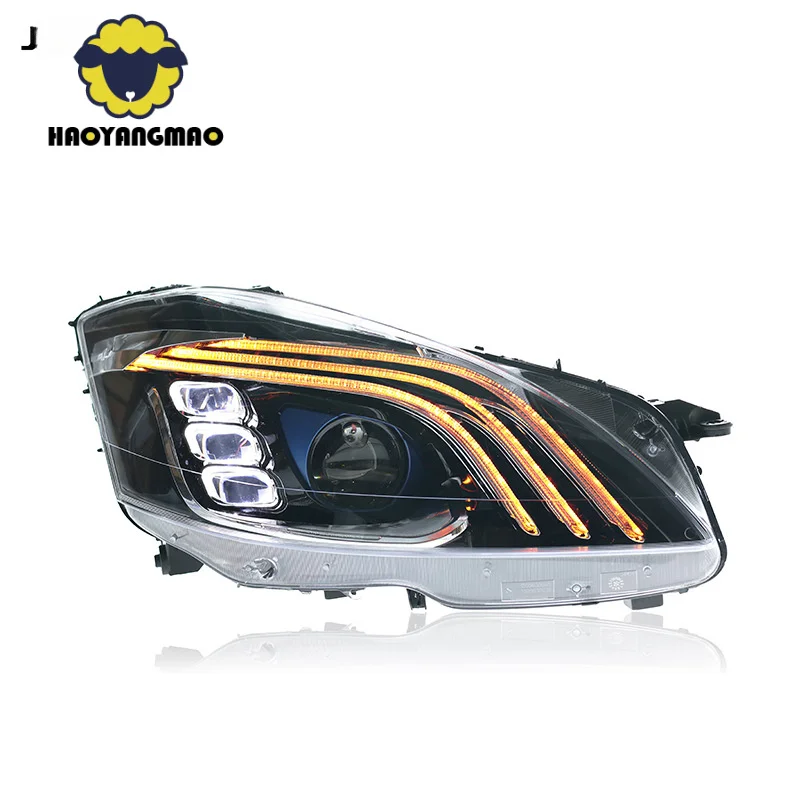 

Applicable to Applicable to06-12Mercedes-BenzSLevelW221Headlight Assembly Modified with Three StripesLEDLens Daytime Running Lig