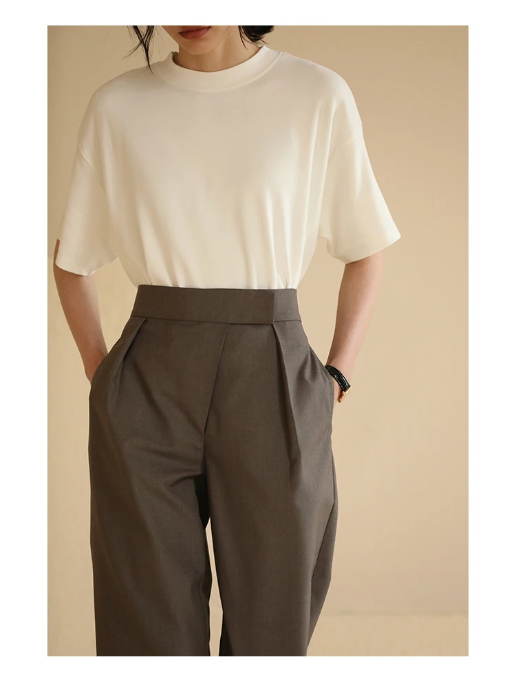 

Spring New Sle White T-irt Women's Loose Fit ort Sve Basic Inner Wear Casual Comfortable Skin-friendly Wide Version