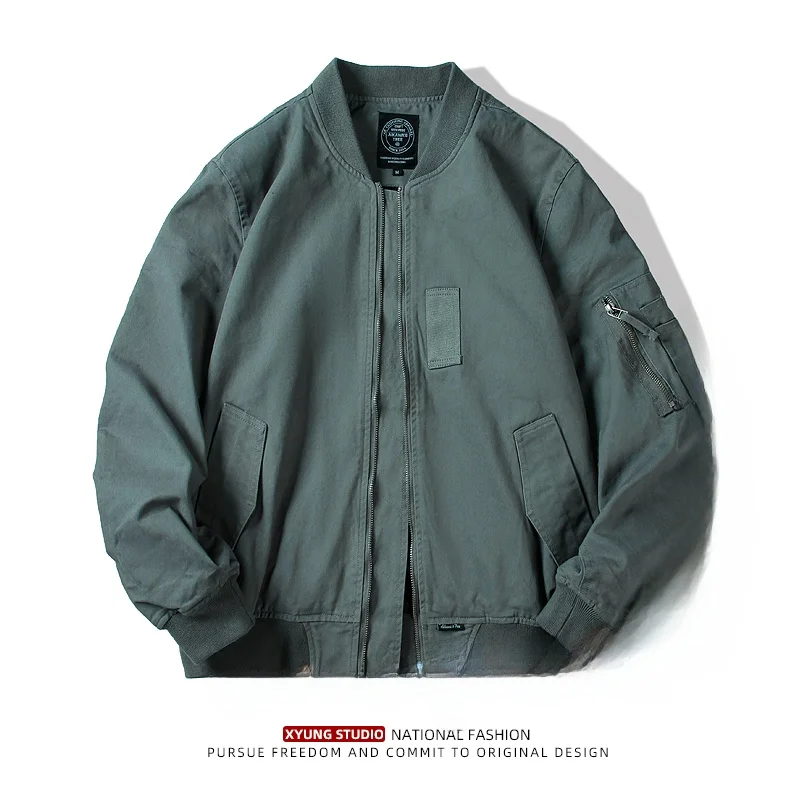 

Осенняя новинка: мужская куртка-бомбер MA-1 из хлопка, свободного кроя, в американском повседневном стиле, с воротником-стойкой, для работы и отдыха