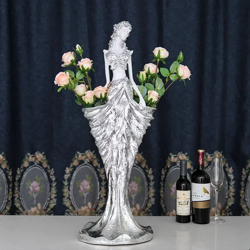 Creative Character Statue,Girl Sculpture Vase Ornaments,TV Cabinet Artwork Desktop Decoration,Nordic Gift,Home Decor,Flower Rack