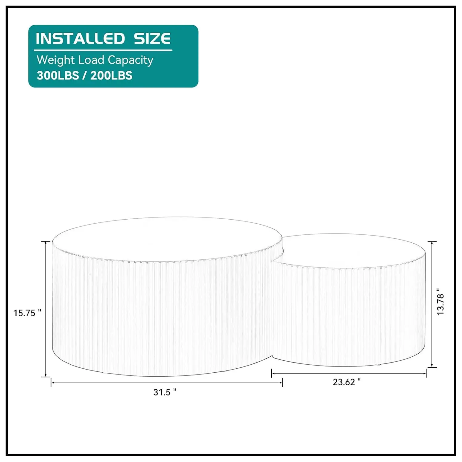 Moon Round Nesting Coffee Table Set of 2, Matte Black Modern Wood Side & End Table for Living Room Apartment, Customized