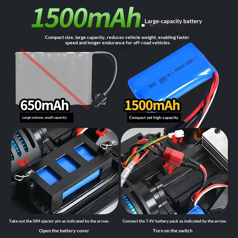Huangbo Rc 1 10 Full Scale 4Wd Remote Control Climbing Car Off Road Monster Truck 1500 Mah 7 4 V Large Capacity For Adult Hobby