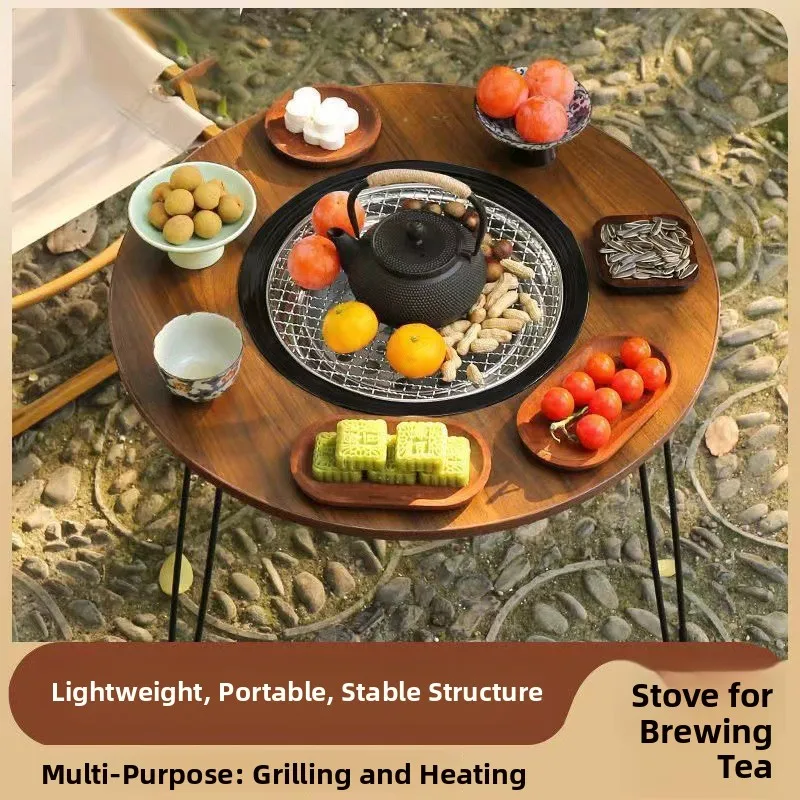 table-pliante-portable-camera-d'exterieur-barbecue-pique-nique-ensemble-complet-de-bois-charbon-de-bois-rotissage-d'hiver-foyer-equipement-de-cuisine-du-the