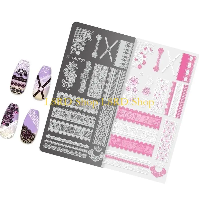 L8RD Flowers Nails Stencil Stamp French Nails Art Stamping Plate Nails Art Decoration