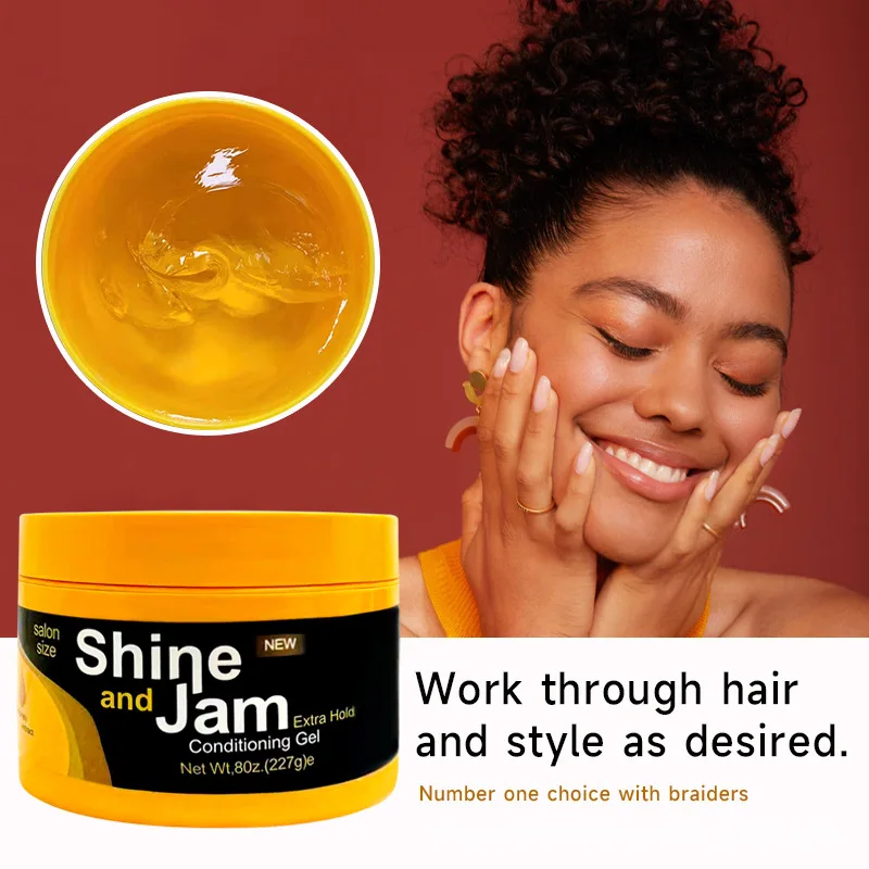 Gel y cera para peinar el cabello Shine and Jam | Sujeción fuerte, larga duración, alto brillo | Hidratante Control del Frizz No Graso | Para trenzas