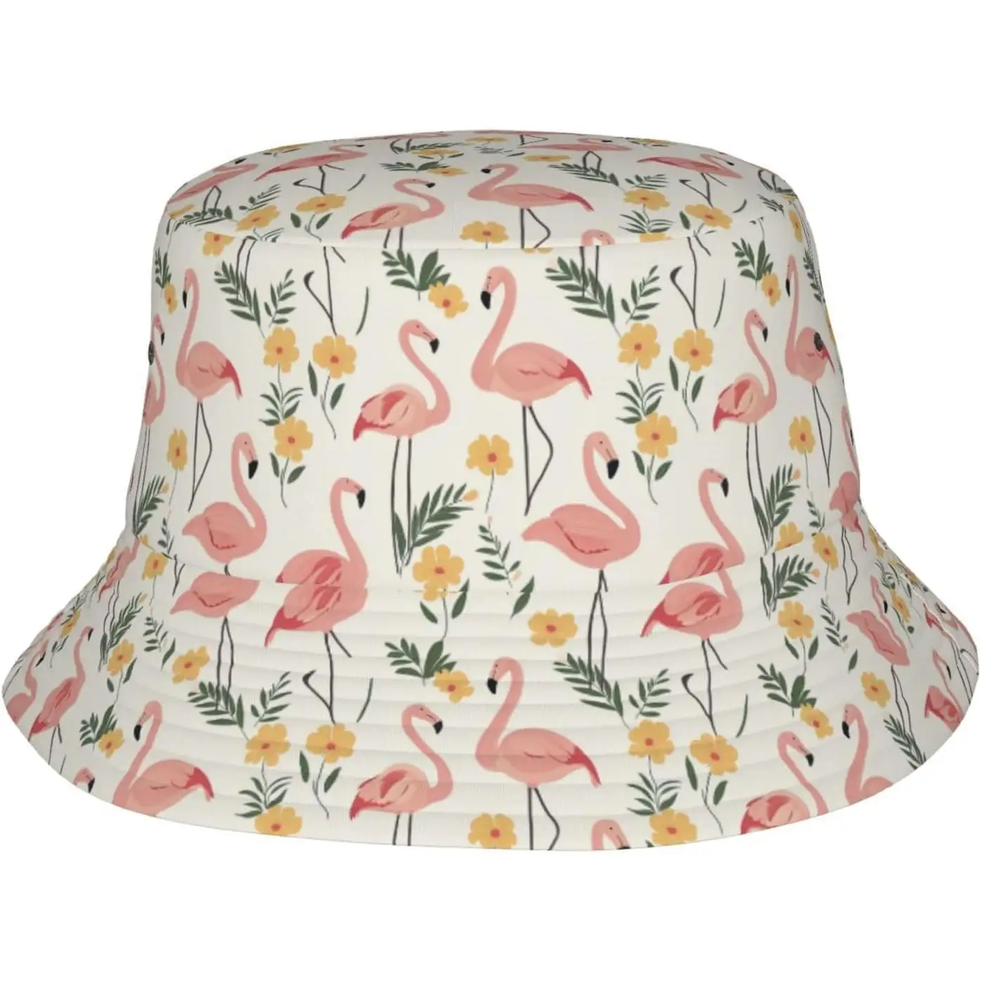 Sombrero de Pescador con Estampado Floral de Flamencos Rosas para Mujer, Sombrero de Sol para Playa, Protección UV, Informal, para Exteriores, Tropical