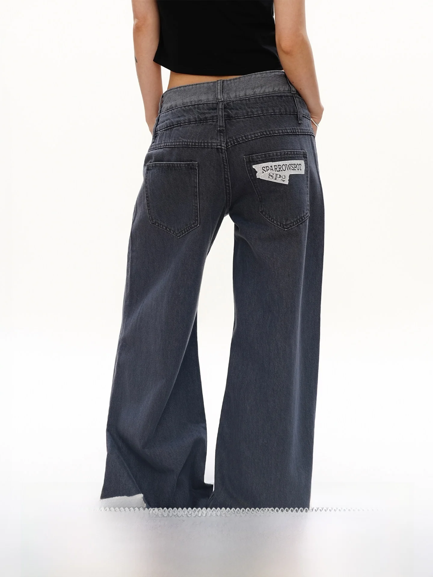 

S3T5 Patchwork Straight Leg Jeans Unisex Loose Casual Slimming Wide Leg Pants Mid-Rise Natural Waist Jeans Casual Wear